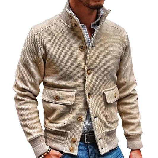 Stand Collar Solid Color Jacket